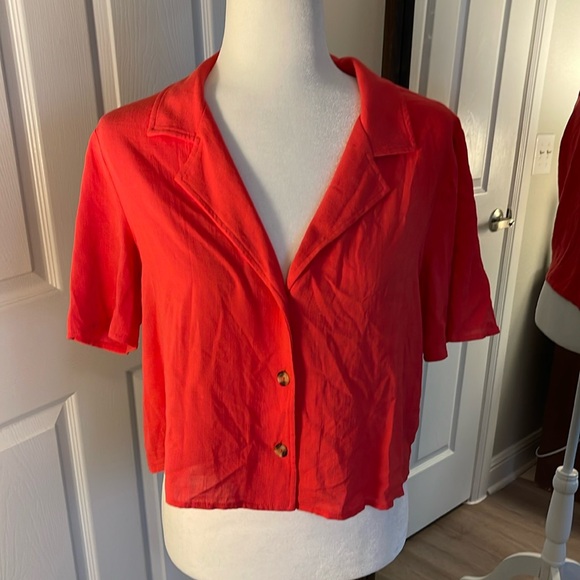 wild fable cute cropped flowy button down short sleeve - Picture 2 of 6